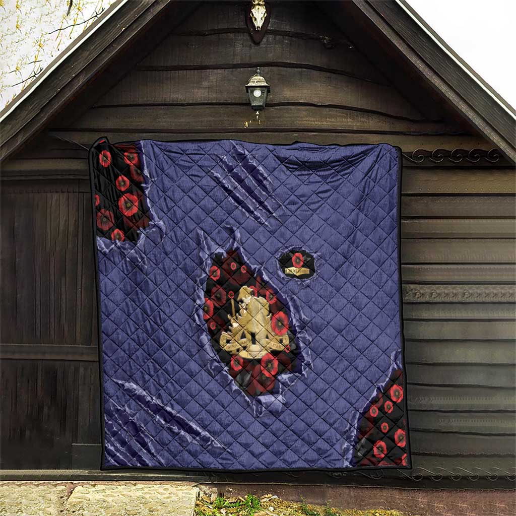 ANZAC Day Quilt Poppy Flowers Ripped Fabric Effect