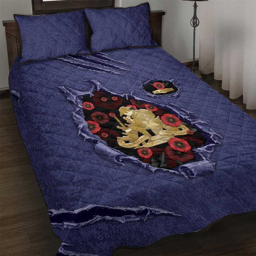 ANZAC Day Quilt Bed Set Poppy Flowers Ripped Fabric Effect