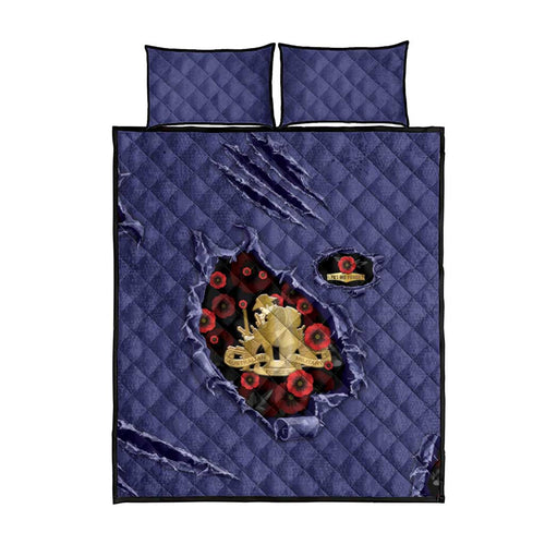 ANZAC Day Quilt Bed Set Poppy Flowers Ripped Fabric Effect