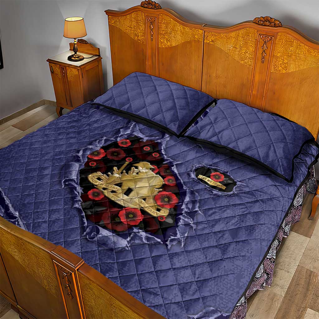 ANZAC Day Quilt Bed Set Poppy Flowers Ripped Fabric Effect