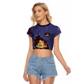 Personalised ANZAC Day Raglan Cropped T Shirt Poppy Flowers Ripped Fabric Effect
