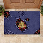 ANZAC Day Rubber Doormat Poppy Flowers Ripped Fabric Effect