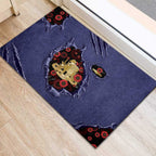 ANZAC Day Rubber Doormat Poppy Flowers Ripped Fabric Effect