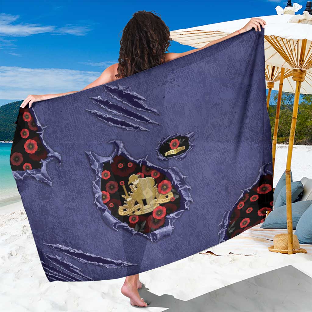 ANZAC Day Sarong Poppy Flowers Ripped Fabric Effect