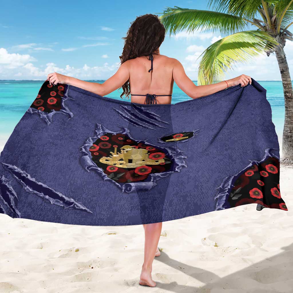 ANZAC Day Sarong Poppy Flowers Ripped Fabric Effect