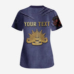 Personalised ANZAC Day Scrub Top Poppy Flowers Ripped Fabric Effect