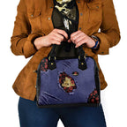 ANZAC Day Shoulder Handbag Poppy Flowers Ripped Fabric Effect