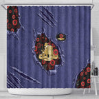 ANZAC Day Shower Curtain Poppy Flowers Ripped Fabric Effect