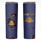 Personalised ANZAC Day Skinny Tumbler Poppy Flowers Ripped Fabric Effect