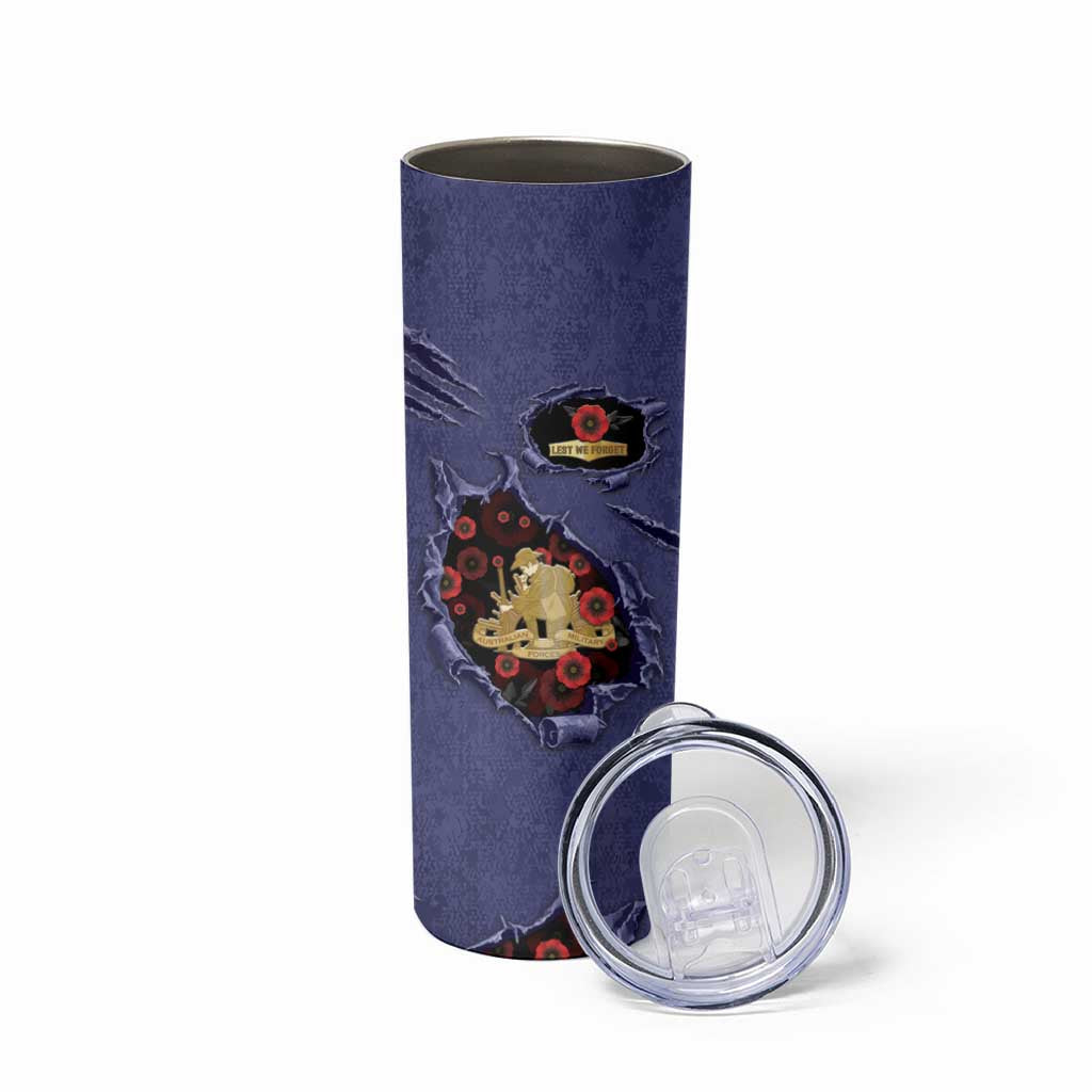 Personalised ANZAC Day Skinny Tumbler Poppy Flowers Ripped Fabric Effect
