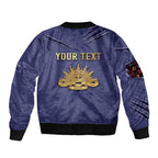 Personalised ANZAC Day Sleeve Zip Bomber Jacket Poppy Flowers Ripped Fabric Effect