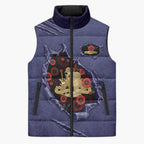 Personalised ANZAC Day Sleeveless Puffer Jacket Poppy Flowers Ripped Fabric Effect