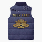 Personalised ANZAC Day Sleeveless Puffer Jacket Poppy Flowers Ripped Fabric Effect