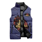 Personalised ANZAC Day Sleeveless Puffer Jacket Poppy Flowers Ripped Fabric Effect