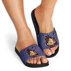 ANZAC Day Slide Sandals Poppy Flowers Ripped Fabric Effect