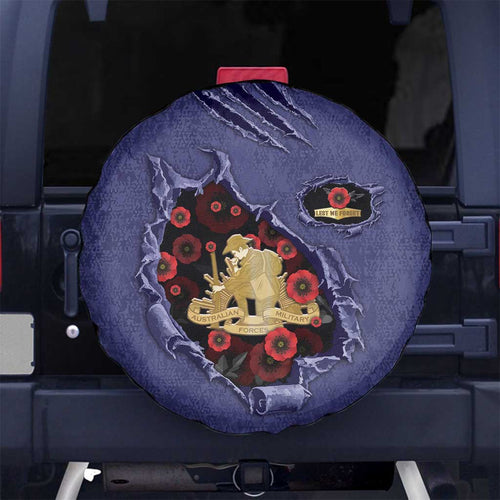ANZAC Day Spare Tire Cover Poppy Flowers Ripped Fabric Effect