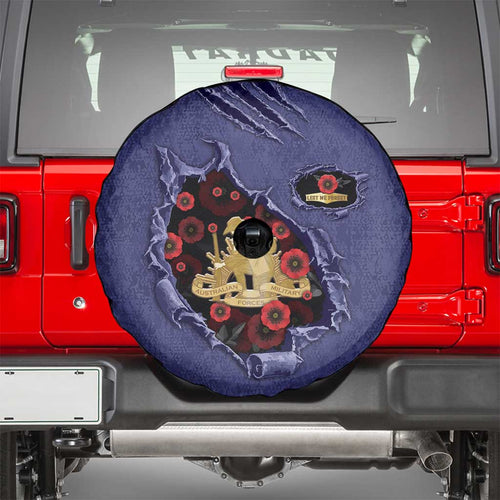 ANZAC Day Spare Tire Cover Poppy Flowers Ripped Fabric Effect