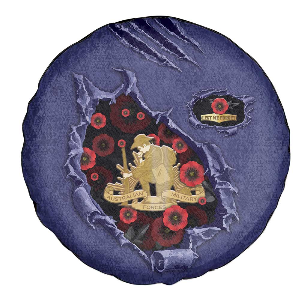 ANZAC Day Spare Tire Cover Poppy Flowers Ripped Fabric Effect