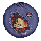 ANZAC Day Spare Tire Cover Poppy Flowers Ripped Fabric Effect
