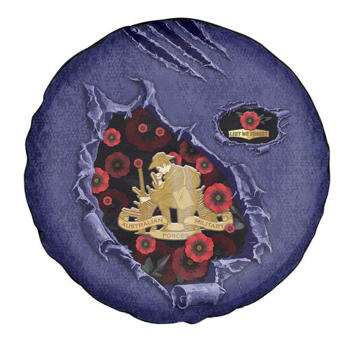 ANZAC Day Spare Tire Cover Poppy Flowers Ripped Fabric Effect