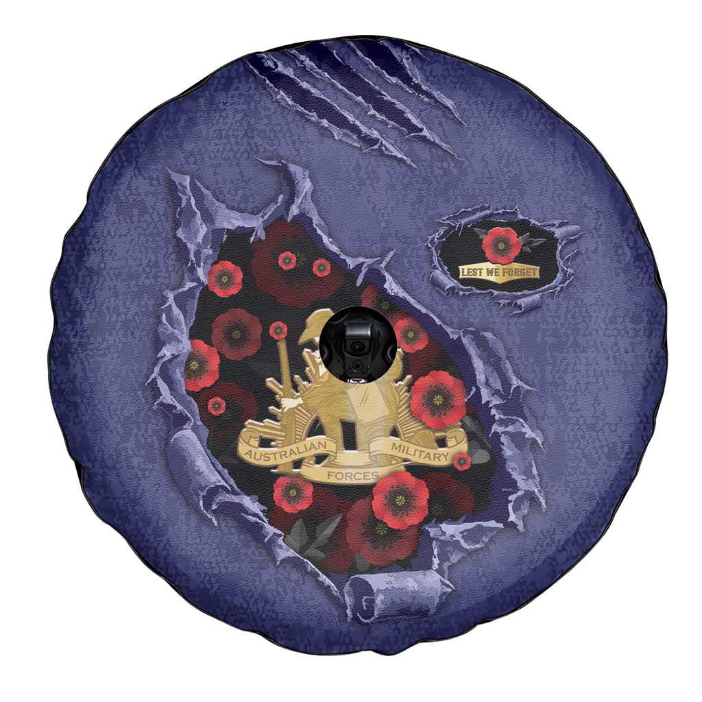 ANZAC Day Spare Tire Cover Poppy Flowers Ripped Fabric Effect