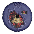 ANZAC Day Spare Tire Cover Poppy Flowers Ripped Fabric Effect