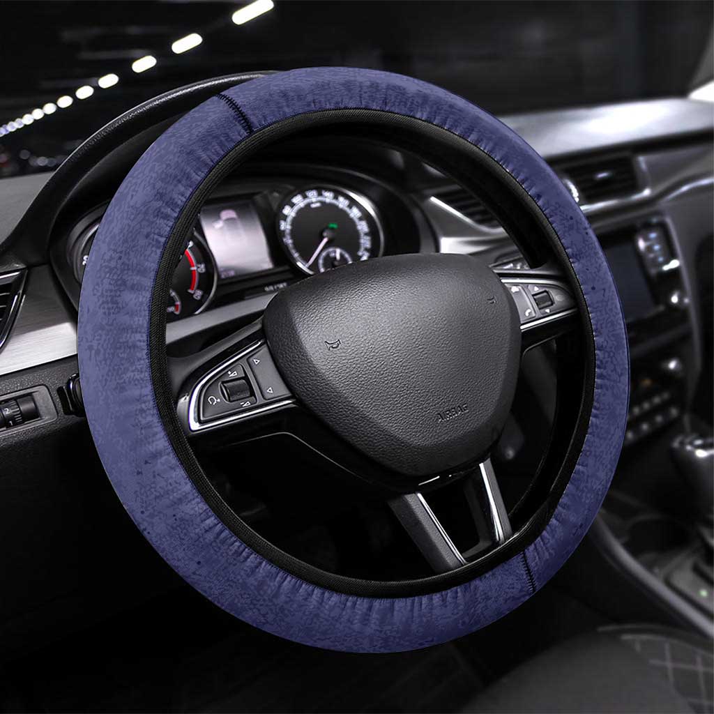 ANZAC Day Steering Wheel Cover Poppy Flowers Ripped Fabric Effect