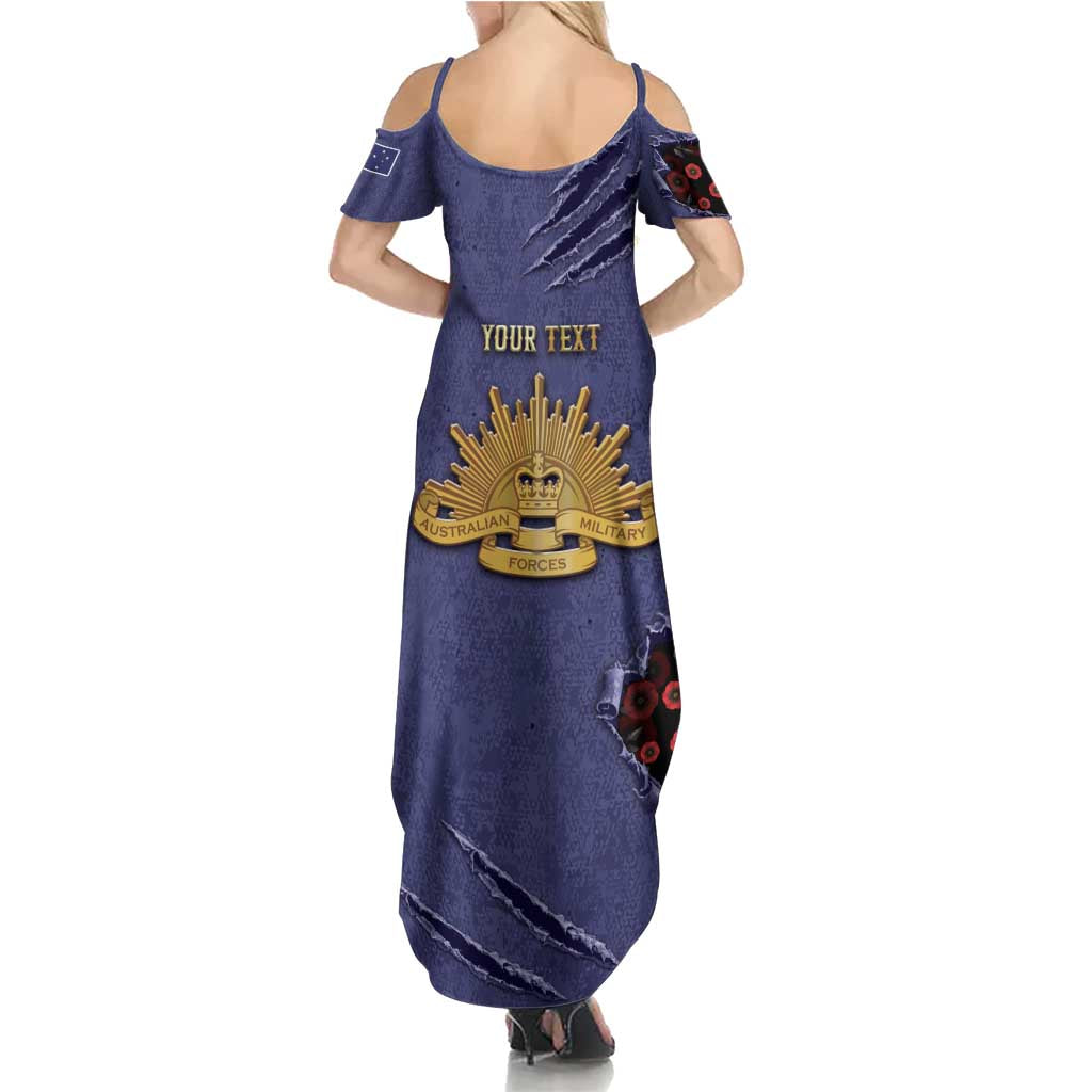Personalised ANZAC Day Summer Maxi Dress Poppy Flowers Ripped Fabric Effect