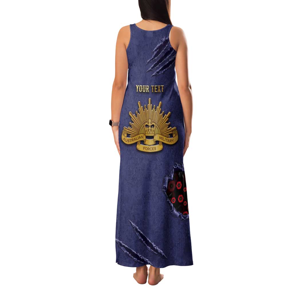 Personalised ANZAC Day Tank Maxi Dress Poppy Flowers Ripped Fabric Effect