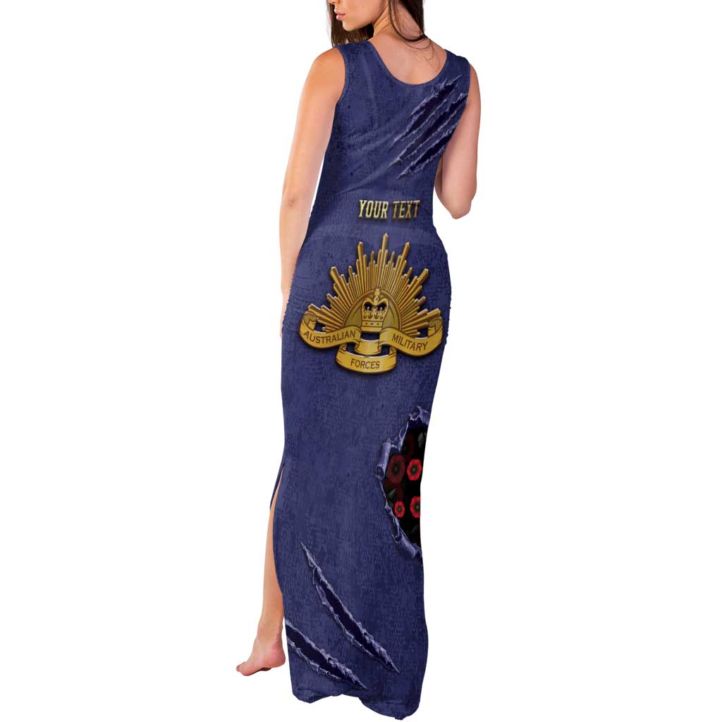 Personalised ANZAC Day Tank Maxi Dress Poppy Flowers Ripped Fabric Effect
