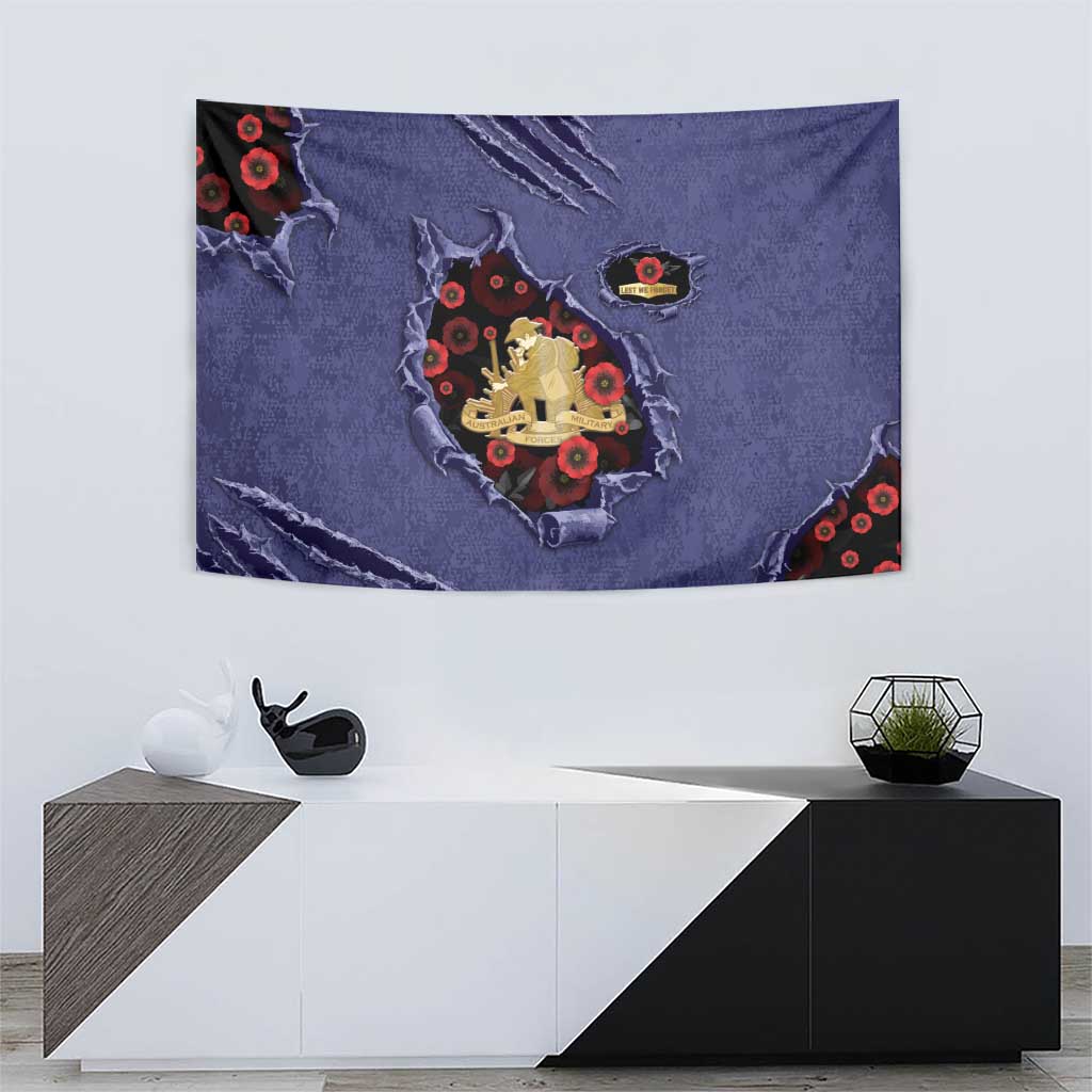 ANZAC Day Tapestry Poppy Flowers Ripped Fabric Effect
