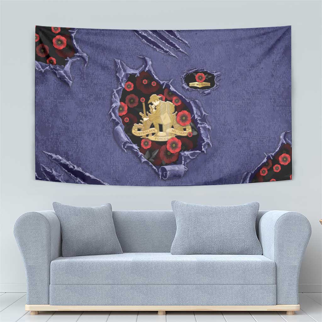 ANZAC Day Tapestry Poppy Flowers Ripped Fabric Effect