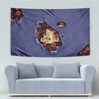 ANZAC Day Tapestry Poppy Flowers Ripped Fabric Effect