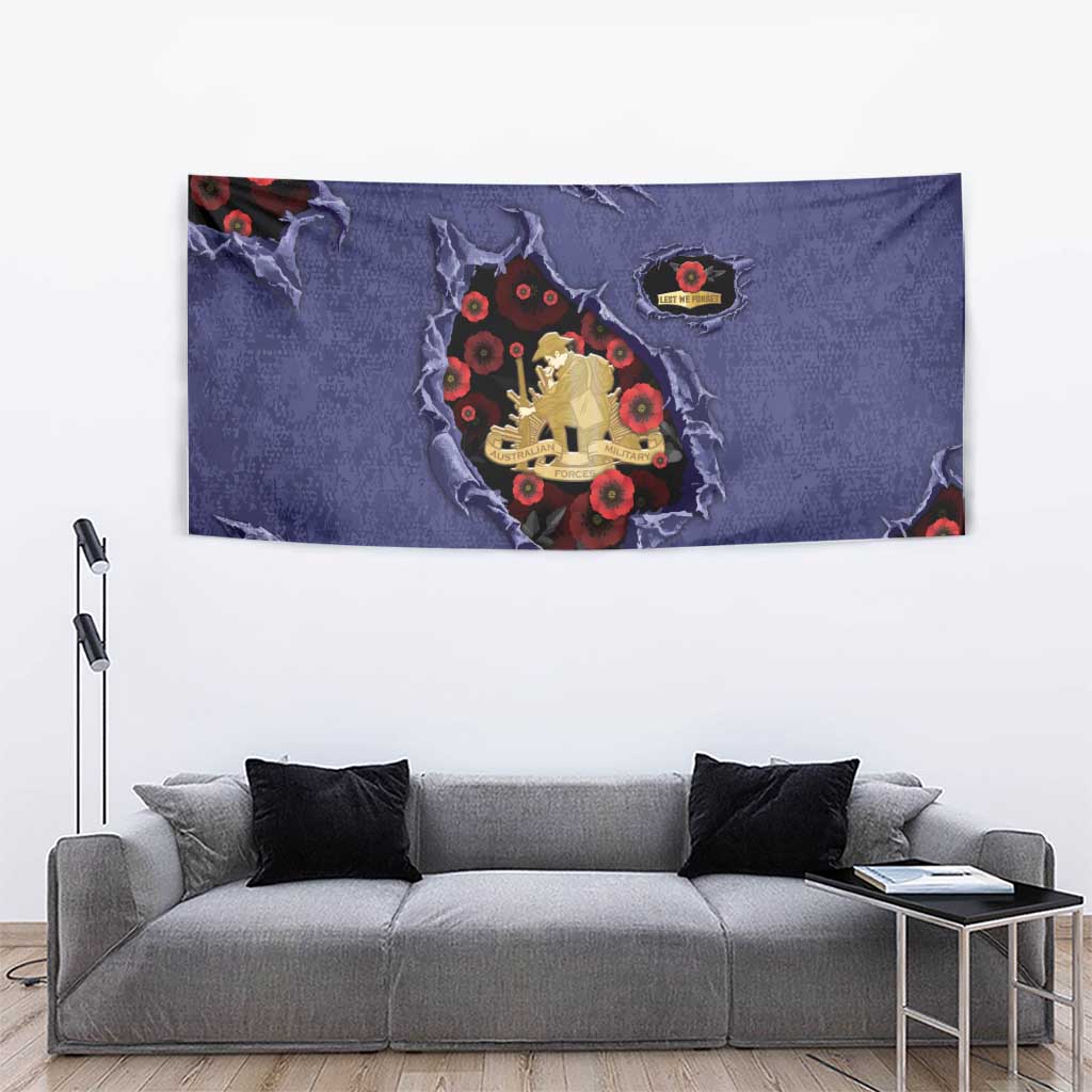 ANZAC Day Tapestry Poppy Flowers Ripped Fabric Effect