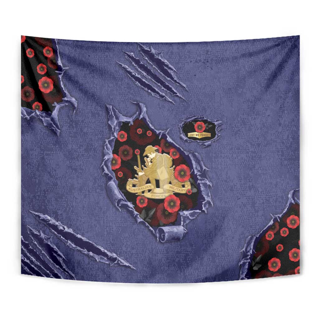 ANZAC Day Tapestry Poppy Flowers Ripped Fabric Effect