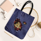 ANZAC Day Tote Bag Poppy Flowers Ripped Fabric Effect