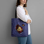 ANZAC Day Tote Bag Poppy Flowers Ripped Fabric Effect