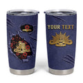 Personalised ANZAC Day Tumbler Cup Poppy Flowers Ripped Fabric Effect
