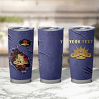 Personalised ANZAC Day Tumbler Cup Poppy Flowers Ripped Fabric Effect