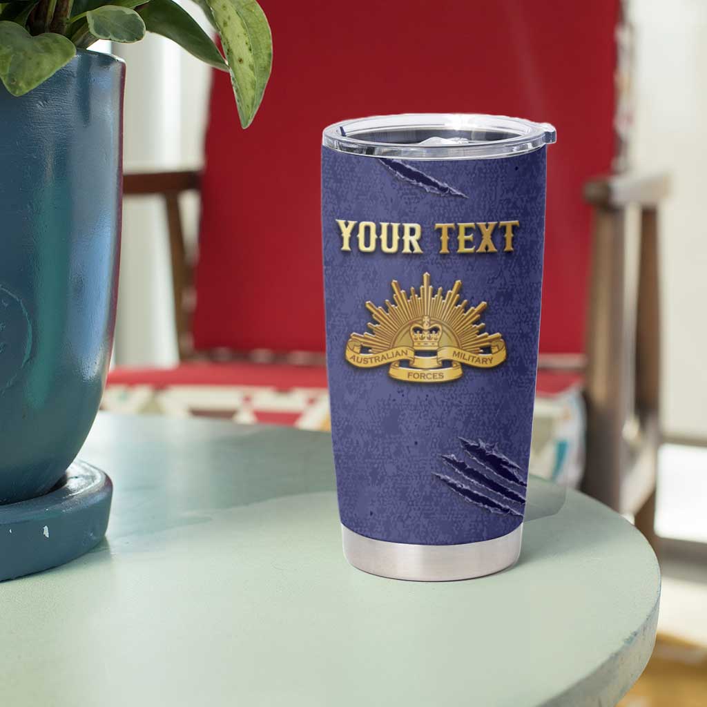 Personalised ANZAC Day Tumbler Cup Poppy Flowers Ripped Fabric Effect