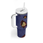 Personalised ANZAC Day Tumbler With Handle Poppy Flowers Ripped Fabric Effect