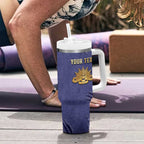 Personalised ANZAC Day Tumbler With Handle Poppy Flowers Ripped Fabric Effect