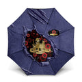 ANZAC Day Umbrella Poppy Flowers Ripped Fabric Effect