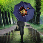 ANZAC Day Umbrella Poppy Flowers Ripped Fabric Effect