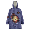Personalised ANZAC Day Wearable Blanket Hoodie Poppy Flowers Ripped Fabric Effect