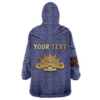 Personalised ANZAC Day Wearable Blanket Hoodie Poppy Flowers Ripped Fabric Effect