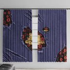 ANZAC Day Window Curtain Poppy Flowers Ripped Fabric Effect