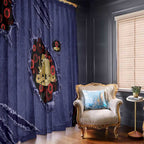 ANZAC Day Window Curtain Poppy Flowers Ripped Fabric Effect