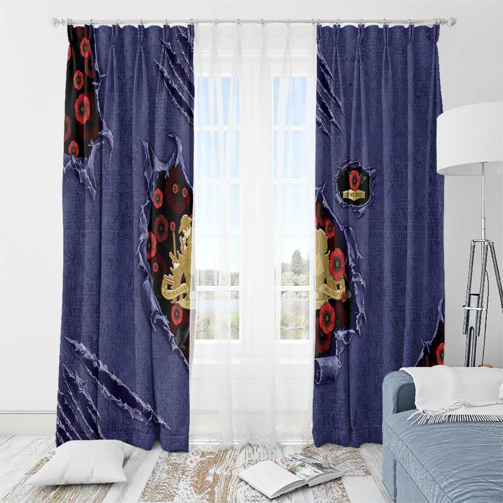 ANZAC Day Window Curtain Poppy Flowers Ripped Fabric Effect