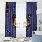 ANZAC Day Window Curtain Poppy Flowers Ripped Fabric Effect